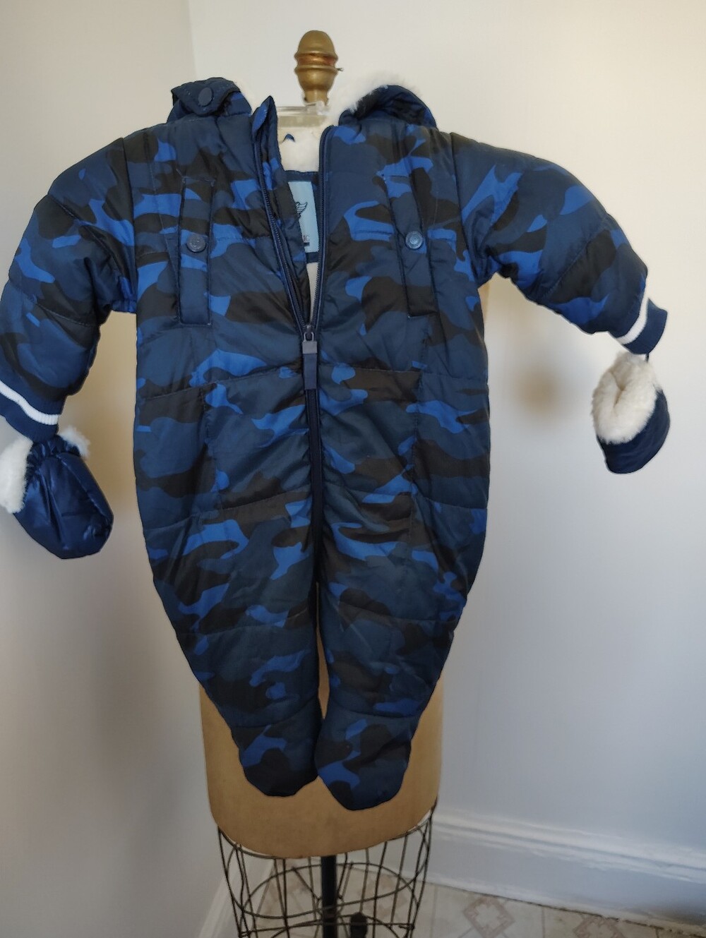 Urban Republic Blue & Black Camo Infant One-Piece Snowsuit